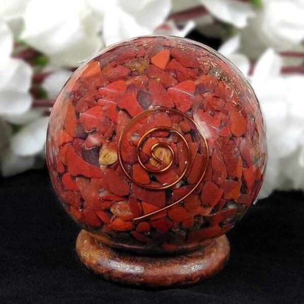 Red Jasper Orgone Sphere Ball - Image 2
