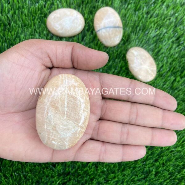 Peach Moonstone Palm Stone