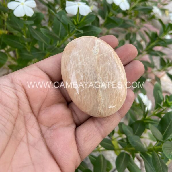 Peach Moonstone Palm Stone
