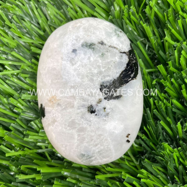 White Rainbow Moonstone Flashy Palm Stone