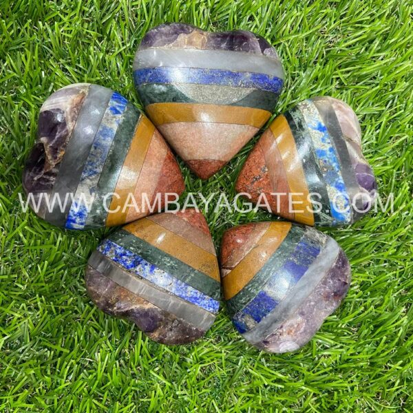 Seven Chakra Heart Puffy Crystal Hearts
