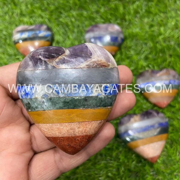 Seven Chakra Heart Puffy Crystal Hearts