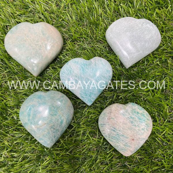 Amazonite Heart Puffy Crystal Hearts