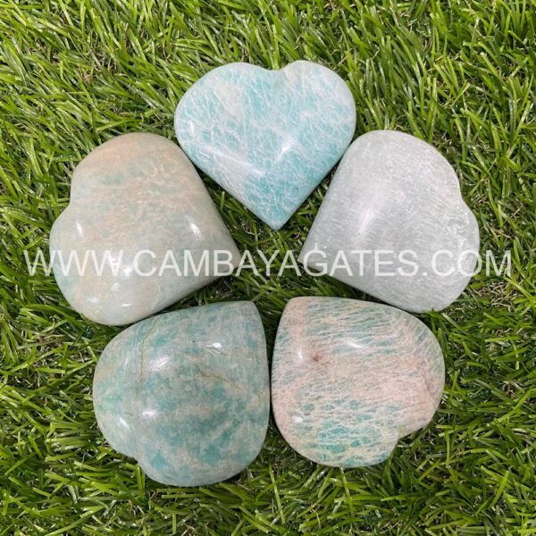 Amazonite Heart Puffy Crystal Hearts