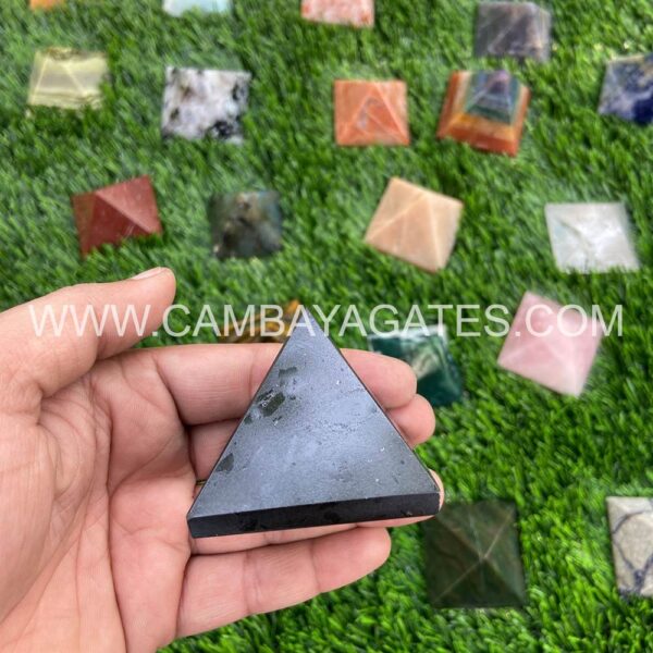 Black Agates Crystal Pyramid