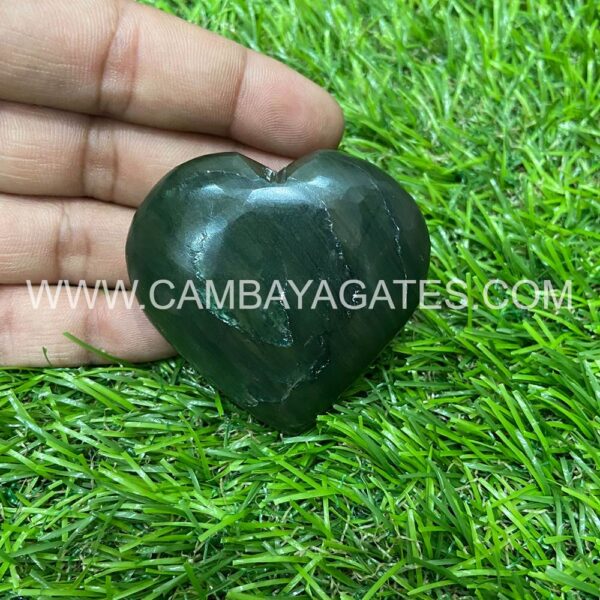 Green Jade Heart Puffy Crystal Hearts