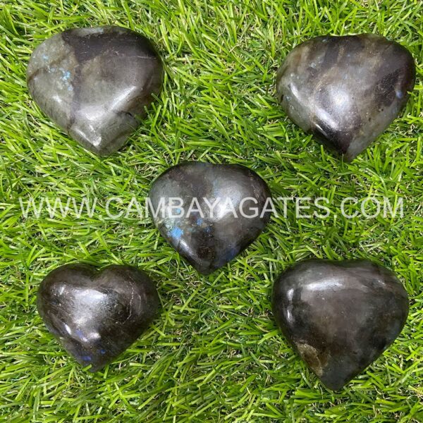 Labradorite Heart Puffy Crystal Hearts