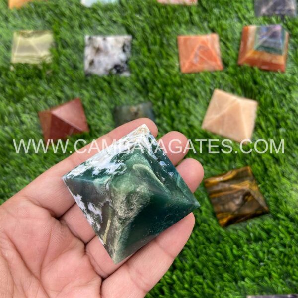 Moss Agate Crystal Pyramid