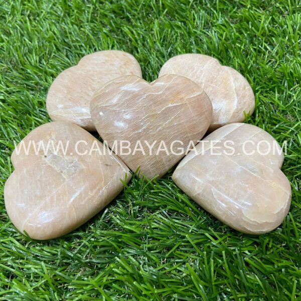 Peach Moonstone Heart Puffy Crystal Hearts