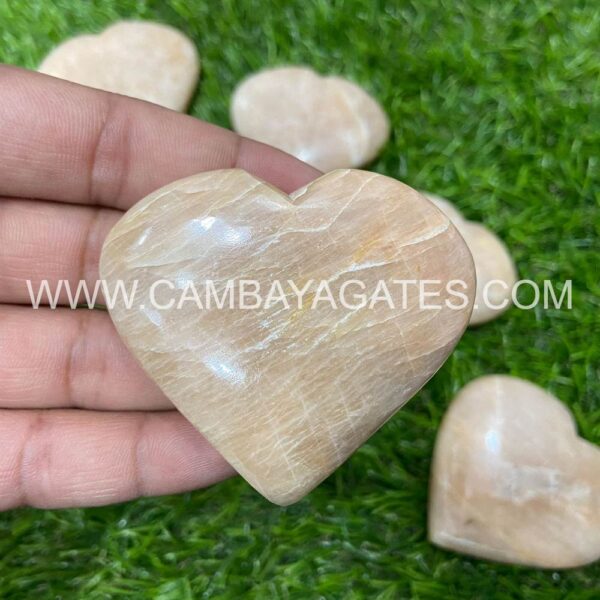 Peach Moonstone Heart Puffy Crystal Hearts