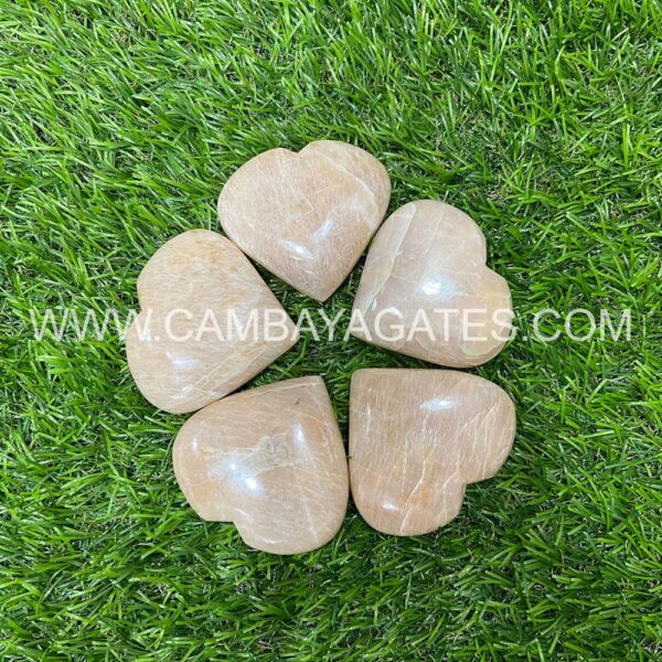 Peach Moonstone Heart Puffy Crystal Hearts