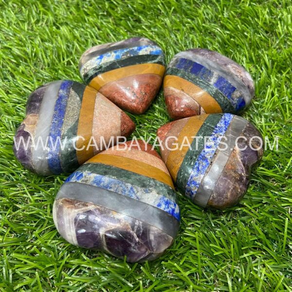 Seven Chakra Heart Puffy Crystal Hearts