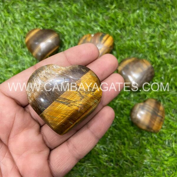 Tiger Eye Heart Puffy Crystal Hearts