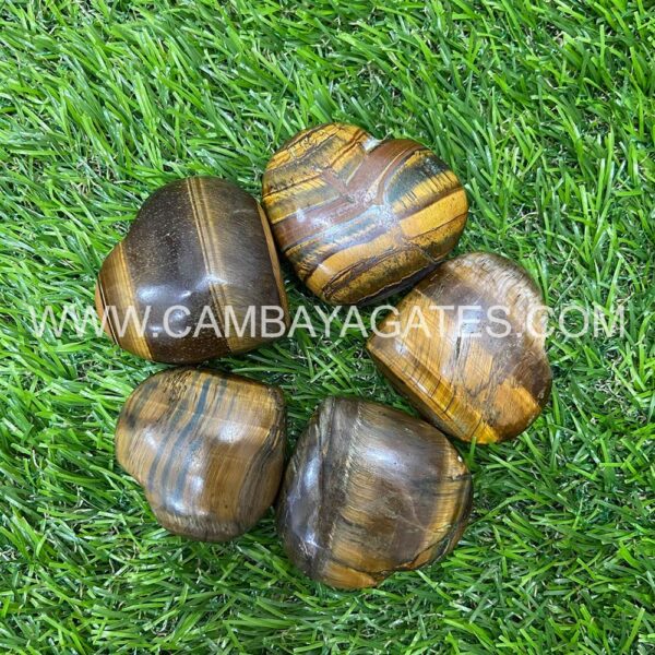 Tiger Eye Heart Puffy Crystal Hearts